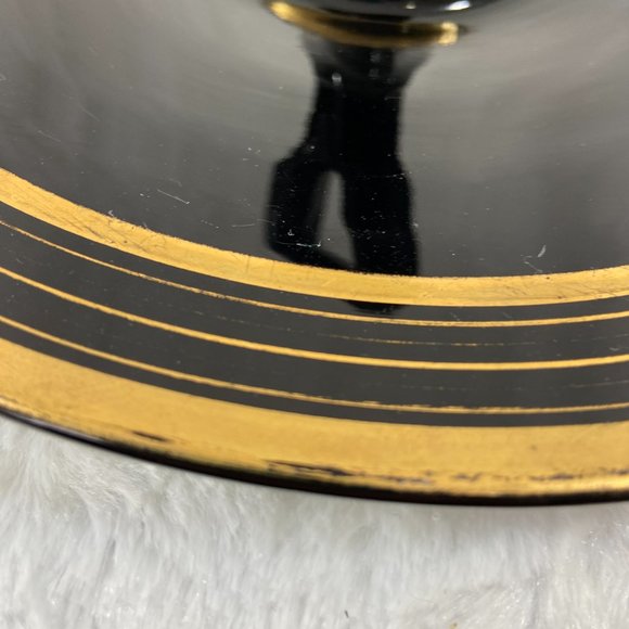 Antique Art Deco Center Handle Server Plate Black Depression Glass TidBit Platte - Picture 9 of 10